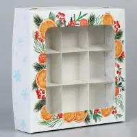 Коробка под 9 конфет &laquo;С Новым годом&raquo;, 14.5&times;14.5&times;3.5 см