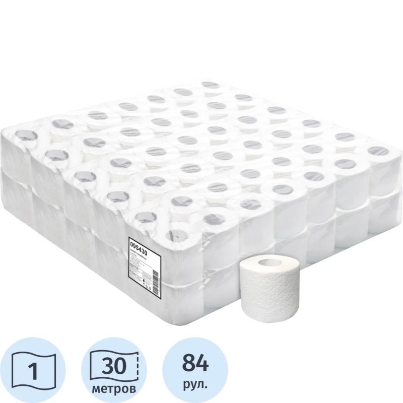 Бумага туалетная 1сл светло-серая 30м 84рул/уп ВЛГ НСК