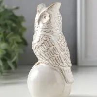 Сувенир керамика "Филин на шаре" беж 6х5,4х11,8 см
