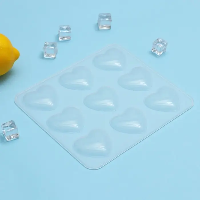 Форма для шоколада Доляна &laquo;Сердечки&raquo;, силикон, 20&times;17.5&times;0.6 см, 9 ячеек (5.5&times;5 см), прозрачная