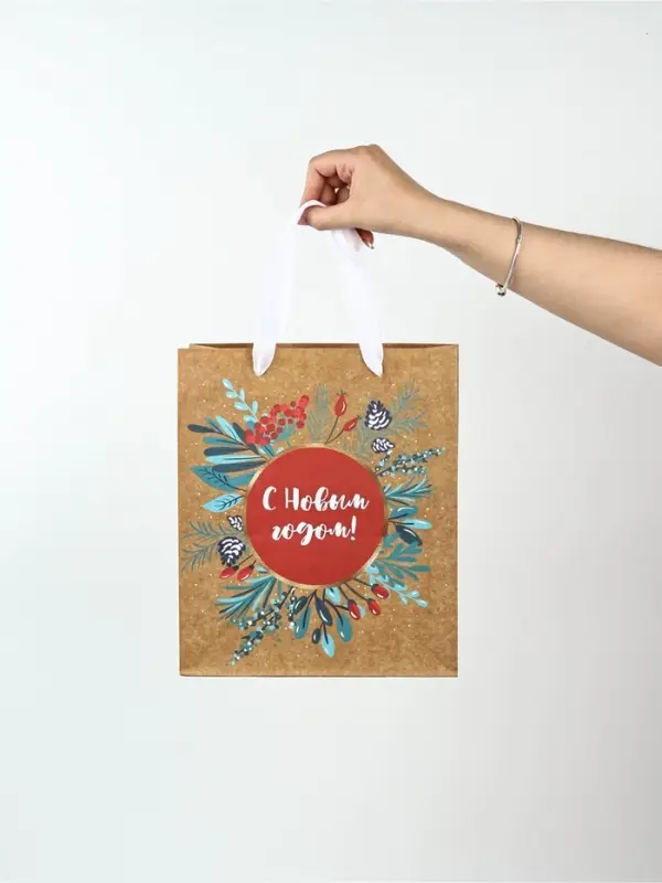 Набор пакетов крафтовых &laquo;Новогоднее поздравление&raquo;