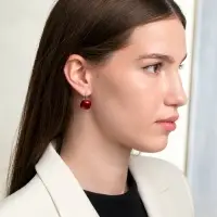 Серьги пластик &laquo;Майорика. Квадрат&raquo;, бордовые в серебре
