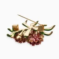 Брошь "Цветы Астры", цвет розово-фиолетовый в золоте Брошь "Цветы Астры", цвет розово-фиолетовый в золоте