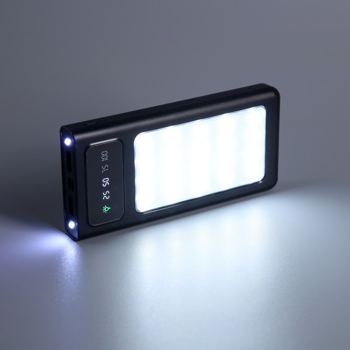 Внешний аккумулятор 485, 10000 мАч, кабели Type-C/Lightning/MicroUSB, фонарь, чёрный Внешний аккумулятор 485, 10000 мАч, кабели Type-C/Lightning/MicroUSB, фонарь, чёрный