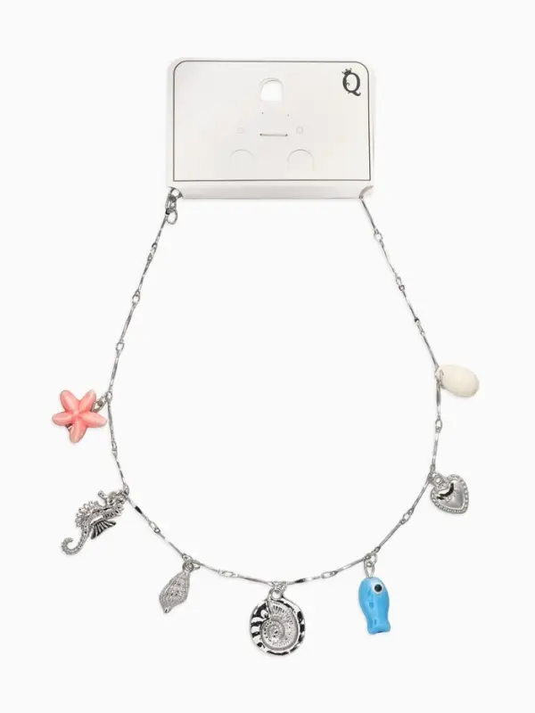 Колье "Летний вайб" море, цветное в серебре