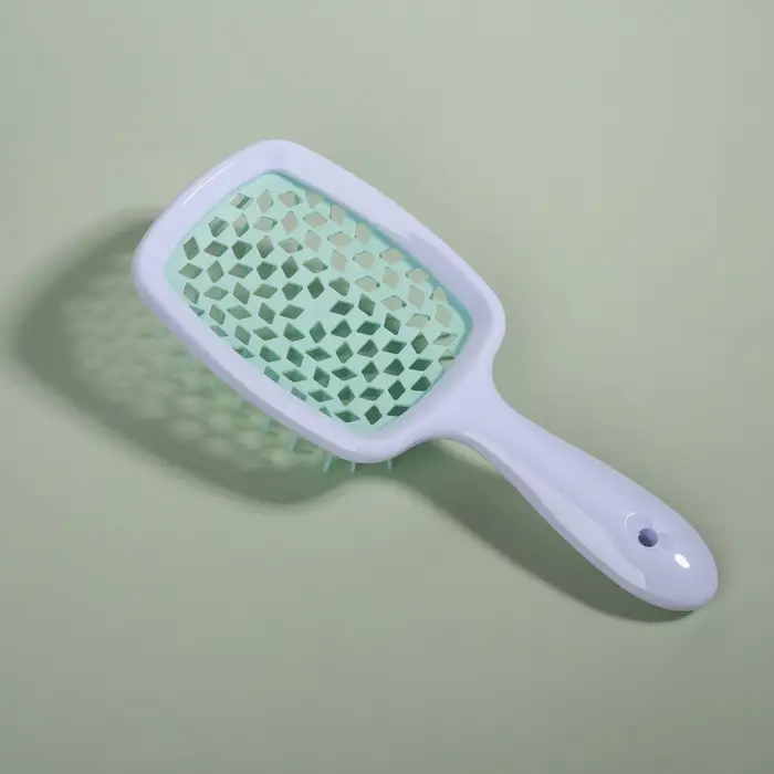 Расчёска массажная, широкая, вентилируемая, 8.5&times;20.5&plusmn;1 см, белая, бирюзовая