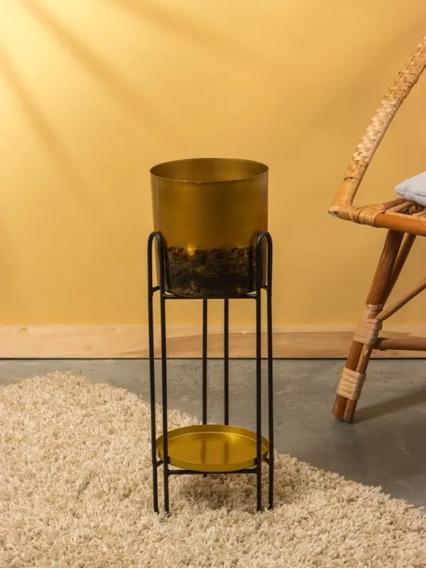 Кашпо на подставке  Кашпо на подставке "Хани" железо 18х18х56 см