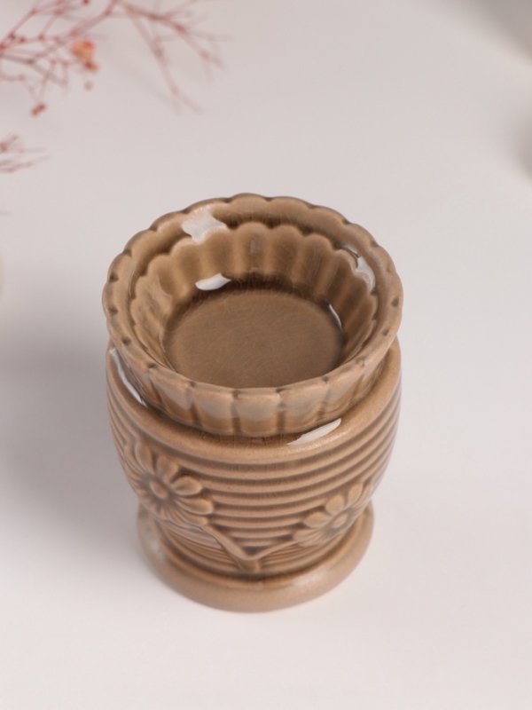 Аромалампа керамика "Соцветие" тёмно-серая 7,7х7,7х8 см