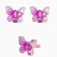 Набор детский  "Выбражулька" 3 предмета: клипсы, кольцо, браслет, бабочки, цвет розовый