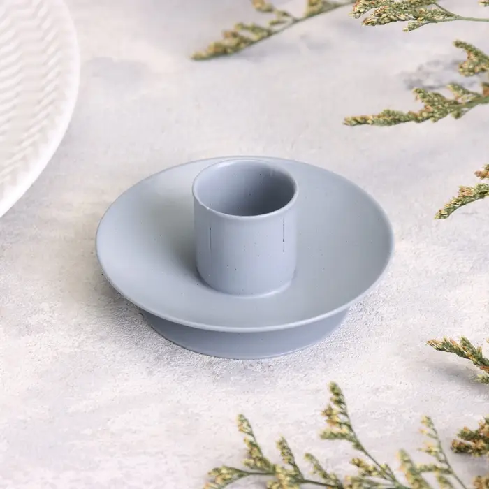 Подсвечник "Лотос 2Н" металл на 1 свечу, 7,5х2,5 см, серый