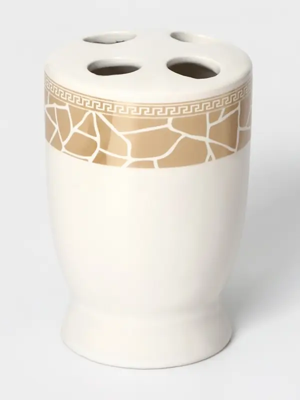 Аксессуары для ванной Доляна &laquo;Мрамор&raquo;, 3 предмета, дозатор с подставкой 550 мл, 2 стакана, белые