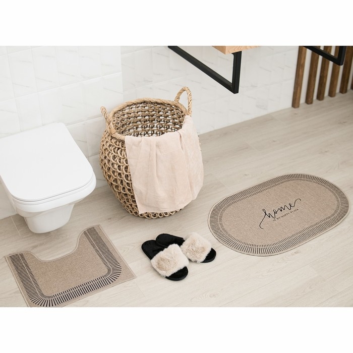 Набор ковриков для ванной Этель Набор ковриков для ванной Этель "Happy place" 2 шт, 48х78 см, 40х45 см