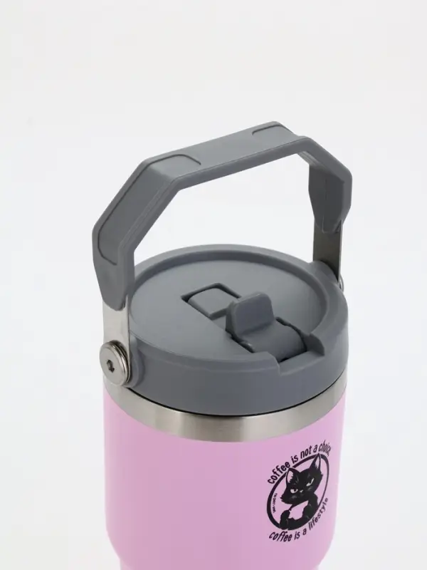 Термостакан с ручкой  Термостакан с ручкой "Coffee", 600 мл, розовая