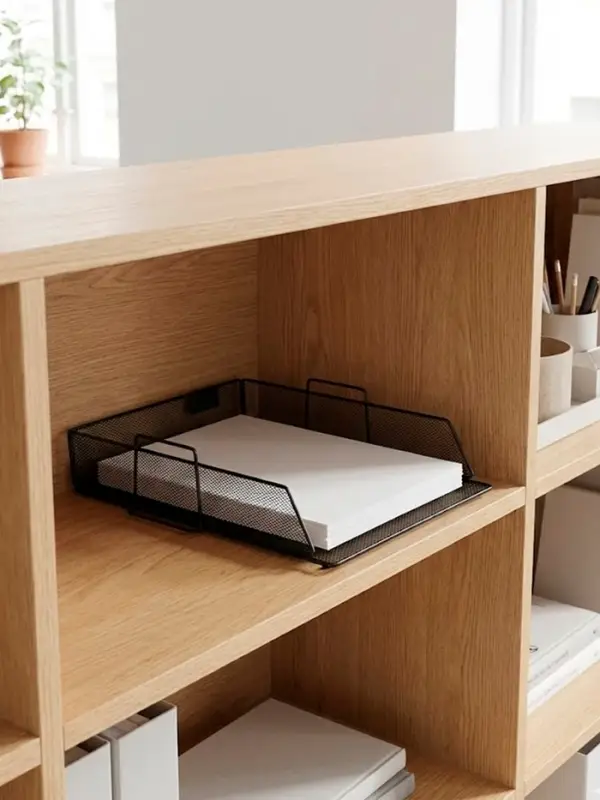 Лоток для бумаг А4, горизонтальный, металлическая сетка, 1 отделение, чёрный