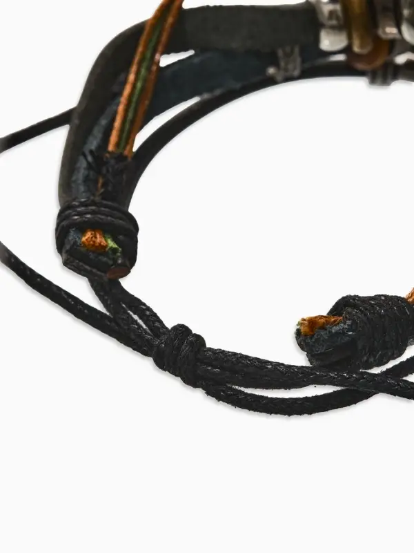 Браслет кожаный &laquo;Сова и ряд бусин&raquo;, d=9 см, чёрный