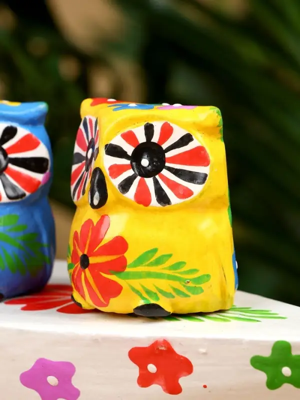 Сувенир "Пара совят" дерево 14х7х9 см, цв. жёлтый/синий