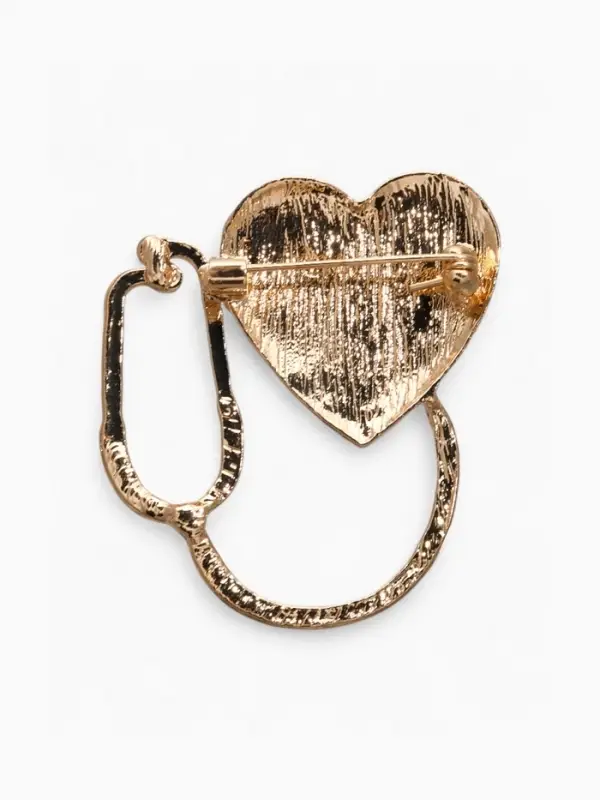 Брошь &laquo;Стетоскоп с сердцем&raquo;, разноцветная в золоте