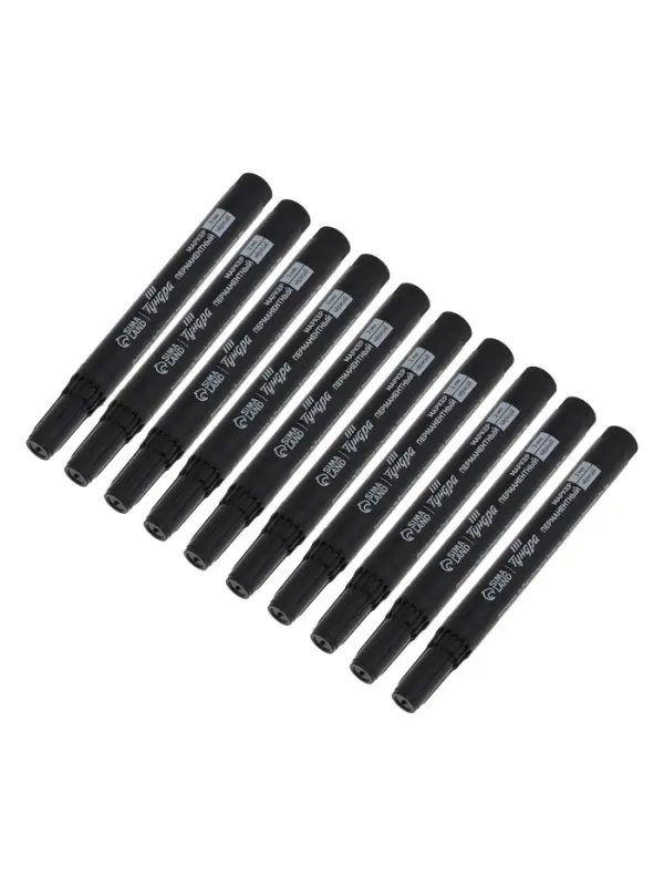 Маркер перманентный ТУНДРА, черный, ширина линии 3 мм, 10 шт. Маркер перманентный ТУНДРА, черный, ширина линии 3 мм, 10 шт.