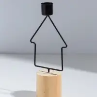 Подсвечник на 1 свечу &laquo;Домик&raquo;, d=2 см, металл, дерево, 9&times;5&times;17.5 см