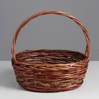 Корзина плетёная для хранения, лоза, с ручкой, овальная, коричневая, набор 3 шт.