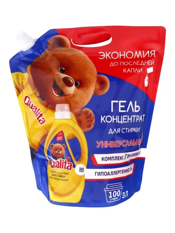 Жидкое средство для стирки Qualita, гель, универсальное, 3 л
