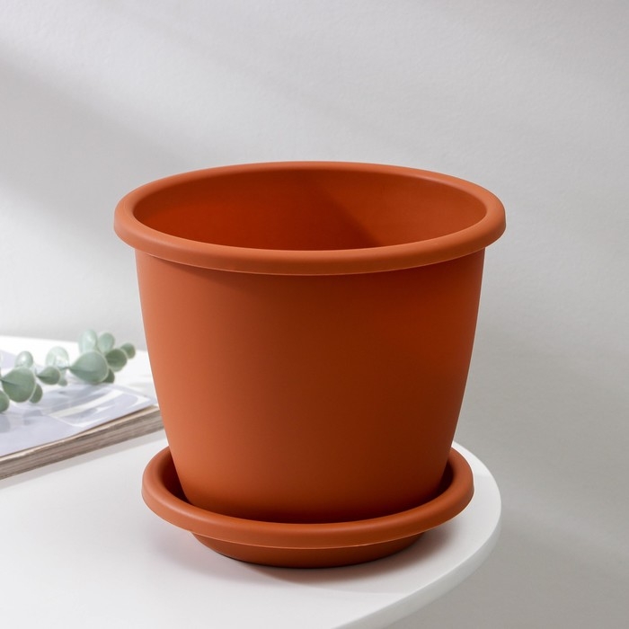 Горшок для цветов с поддоном «Афина», 3 л, пластиковый, цвет коричневый Горшок для цветов с поддоном «Афина», 3 л, пластиковый, цвет коричневый