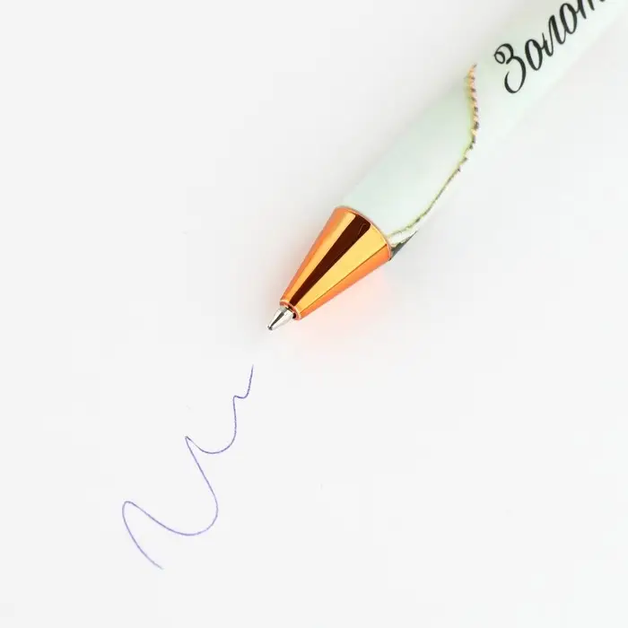 Ручка шариковая, синяя паста, 0.7 мм, пластик, автоматическая &laquo;Золотой учитель&raquo;