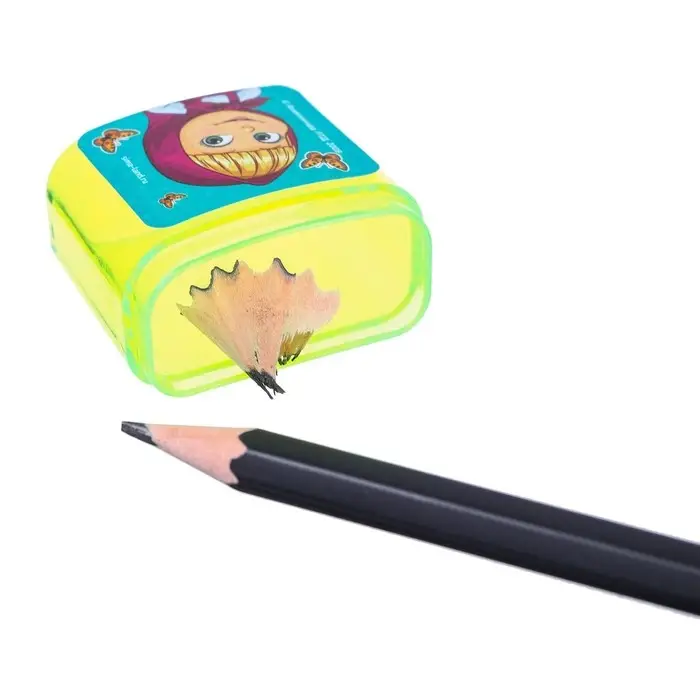 Точилка пластиковая с контейнером, двойная, МИКС, «Маша и медведь»