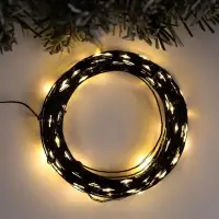 Гирлянда &laquo;Нить&raquo; 20 м, роса, IP20, чёрная нить, 200 LED, свечение тёплое белое, 12 В