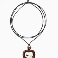 Кулон на шнурке стиль "Сердце" бусина, регулируемый, 90см, цвет бордово-чёрный