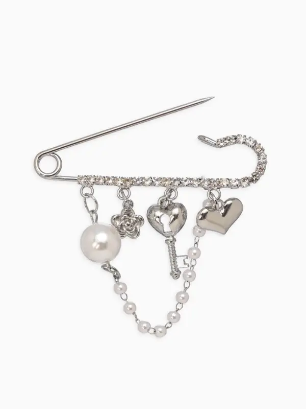 Булавка Булавка "Ключик от сердца", l=6.5, цвет белый в серебре