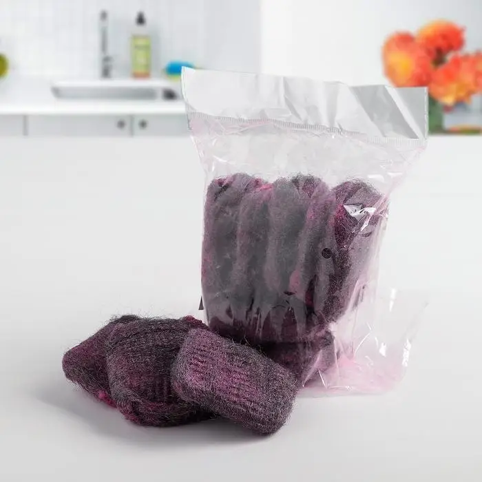 Губки-подушечки абразивные металлические с мыльным порошком, 10 шт Губки-подушечки абразивные металлические с мыльным порошком, 10 шт