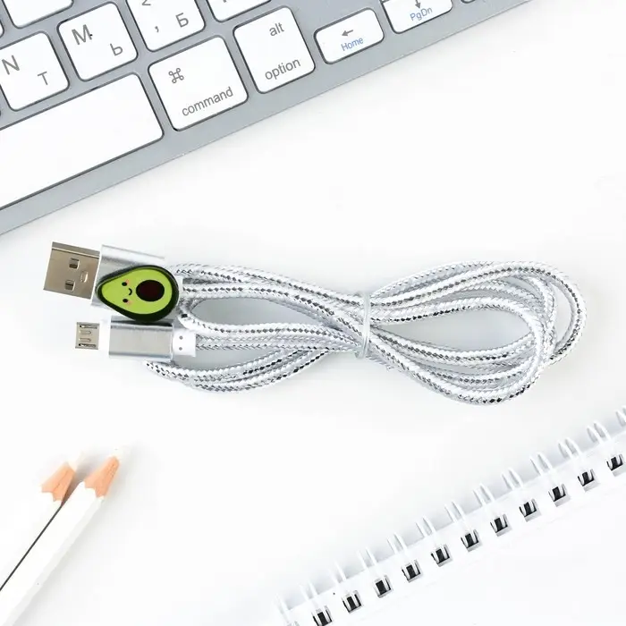 Кабель с доп элементом Micro USB, цвет микс.
