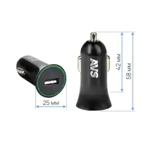 USB автомобильное зарядное устройство AVS 1 порт ST-05 (2.4А)