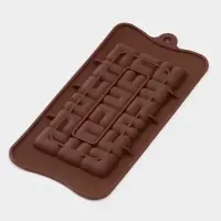 Форма для шоколада Доляна «Лабиринт», силикон, 22×11×1 см, 18 ячеек, коричневая
