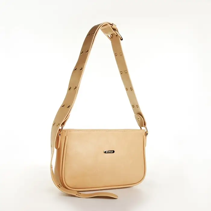 Сумка женская багет на молнии, 25&times;5&times;15 см, бежевая