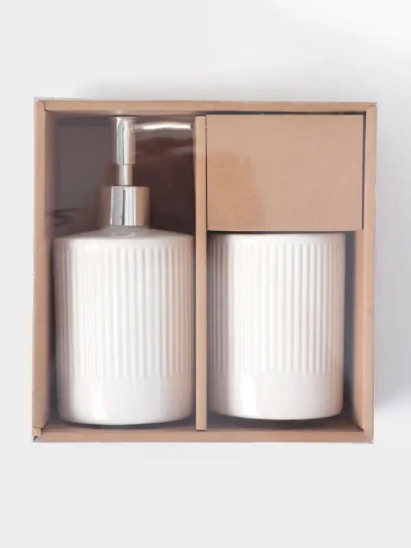 Аксессуары для ванной &laquo;Лина&raquo;, 2 предмета: дозатор для мыла, стакан, белые