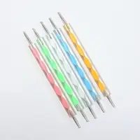 Дотсы двусторонние для дизайна ногтей, 5 шт., 13 см, d = 0,5/1/1,5/2/3 мм, разноцветные