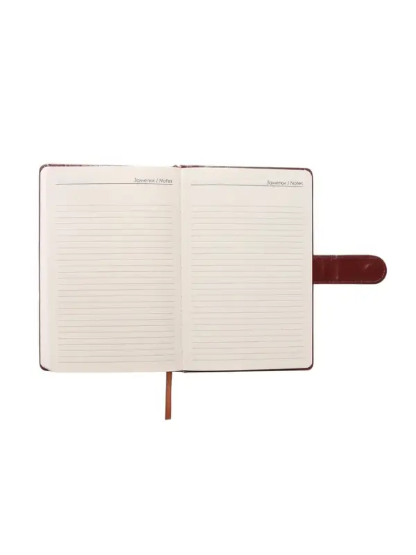 Ежедневник недатированный формат А5, с хлястиком, 112л, линия, пвх, Классика Коричневый