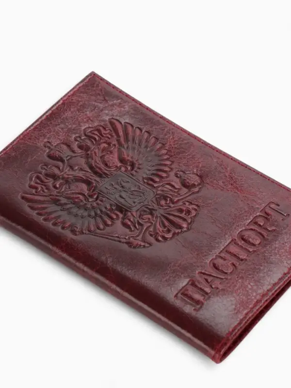 Обложка для паспорта, из натуральной кожи, бордовая