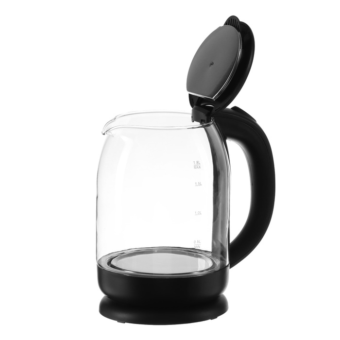 Чайник электрический Luazon LSK-1801, стекло, 1,8 л, 1500-1800 Вт, подсветка, черный Чайник электрический Luazon LSK-1801, стекло, 1,8 л, 1500-1800 Вт, подсветка, черный
