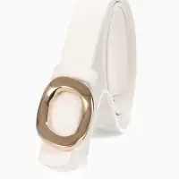 Ремень женский, гвоздик, золотистая пряжка, 2.3&times;106 см, белый