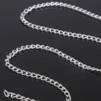 Цепочка без карабина, набор 5 шт. L=60 см, 4.6&times;3&times;0.8 мм, СМ-1319, цвет серебро