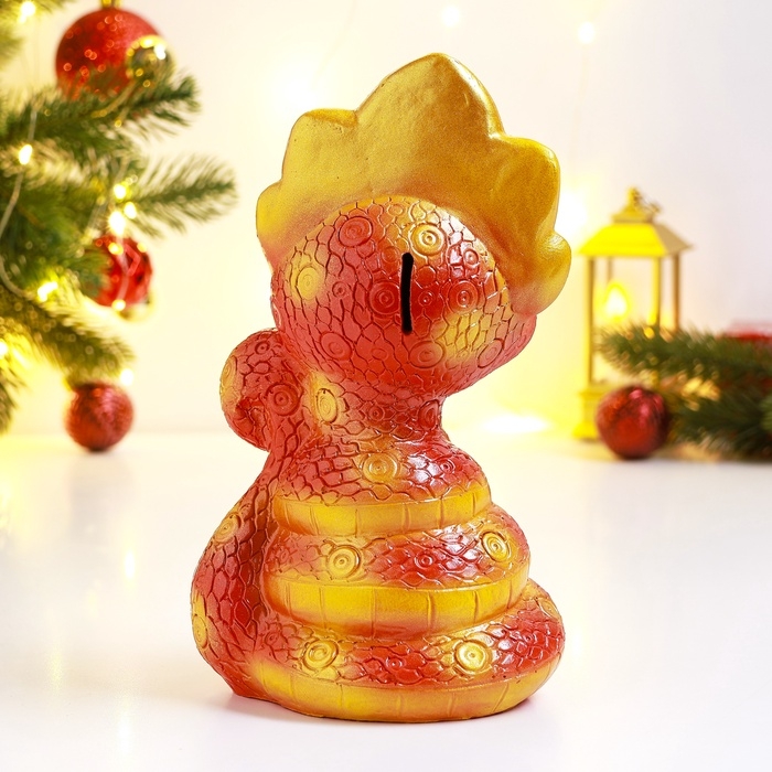 Новый год. Символ 2025. Копилка Новый год. Символ 2025. Копилка "Змея в кокошнике" красный, золотой, 23см