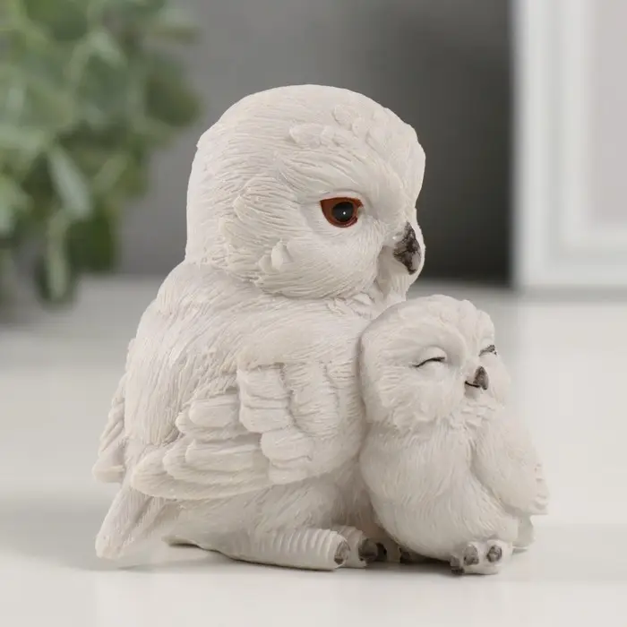 Сувенир полистоун  Сувенир полистоун "Белая сова с совёнком" 8х6х8,5 см