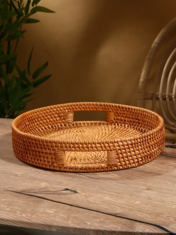 Поднос круглый, 35&times;6 см, ротанг