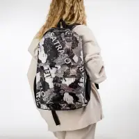 Рюкзак школьный на молнии, с принтом, размер 30&times;13&times;42 см, чёрный