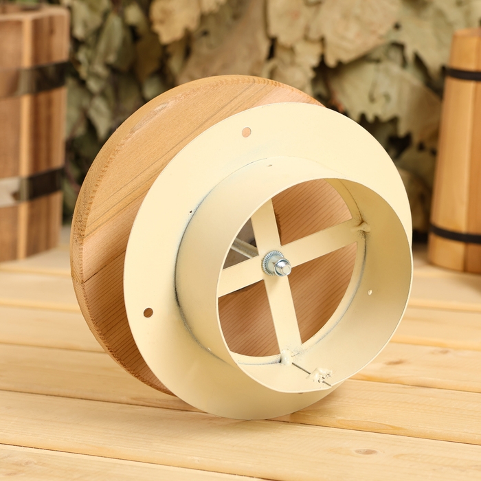 Вентиляционный клапан с юбкой D=100мм Канадский кедр основание металл Вентиляционный клапан с юбкой D=100мм Канадский кедр основание металл