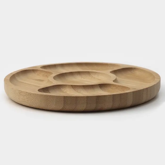 Менажница Striata, d=19.5 см, 5 секций, бамбук, бежевая