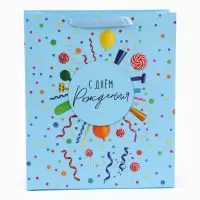 Пакет подарочный &laquo;С Днём рождения. Конфетти&raquo;, 25.5&times;30&times;9 см